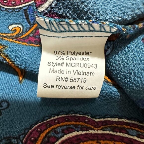 NY‎ Collection Top Size S Teal Printed Half Zip Utility Classic Blouse NWT - Picture 6 of 7